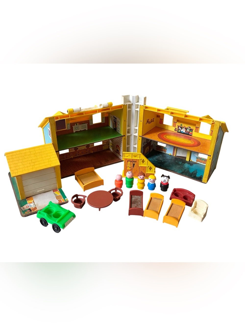 Vintage 1969 Fisher-Price Play Family House 952 Folding Dollhouse Doorbell Works